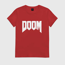 Футболка хлопковая женская DOOM, цвет: красный