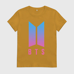 Футболка хлопковая женская BTS: Neon V, цвет: горчичный