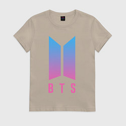 Футболка хлопковая женская BTS: Neon Jin, цвет: миндальный