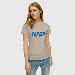 Футболка хлопковая женская NASA, цвет: миндальный — фото 2