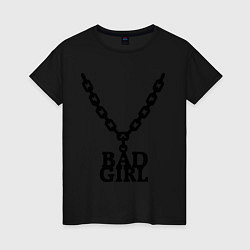 Футболка хлопковая женская Bad girl chain, цвет: черный
