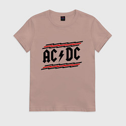 Футболка хлопковая женская AC/DC Voltage, цвет: пыльно-розовый