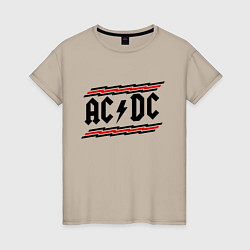 Футболка хлопковая женская AC/DC Voltage, цвет: миндальный
