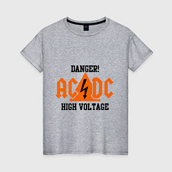 Футболка хлопковая женская AC/DC: High Voltage, цвет: меланж