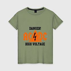 Футболка хлопковая женская AC/DC: High Voltage, цвет: авокадо