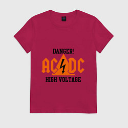 Футболка хлопковая женская AC/DC: High Voltage, цвет: маджента