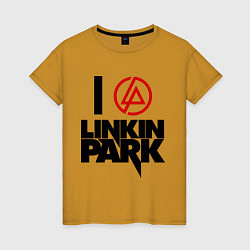 Футболка хлопковая женская I love Linkin Park, цвет: горчичный