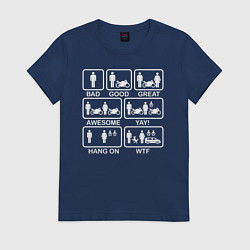 Футболка хлопковая женская Жизнь мотоциклиста, цвет: тёмно-синий