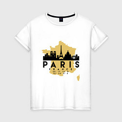 Футболка хлопковая женская Париж - Франция, цвет: белый