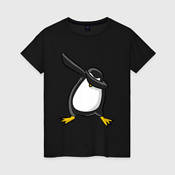 Футболка хлопковая женская DAB Pinguin, цвет: черный