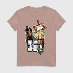 Футболка хлопковая женская GTA 5: Man & Dog, цвет: пыльно-розовый