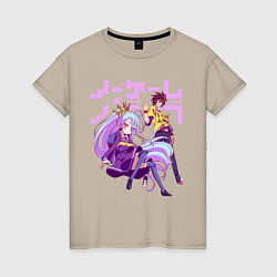 Футболка хлопковая женская No Game No Life, цвет: миндальный