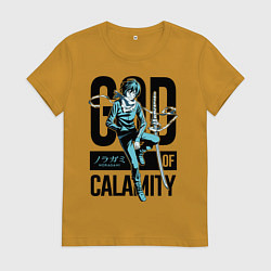 Футболка хлопковая женская God of Calamity, цвет: горчичный
