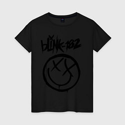 Футболка хлопковая женская BLINK-182, цвет: черный