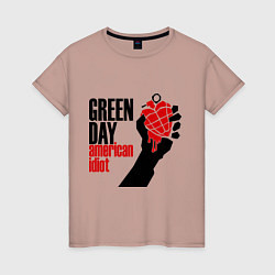 Футболка хлопковая женская Green Day: American idiot, цвет: пыльно-розовый
