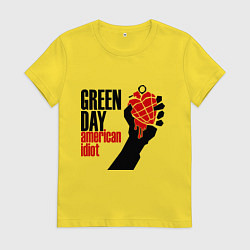 Футболка хлопковая женская Green Day: American idiot, цвет: желтый