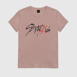 Футболка хлопковая женская STRAY KIDS BANGCHAN, цвет: пыльно-розовый