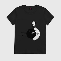 Футболка хлопковая женская Жестокий боулинг, цвет: черный