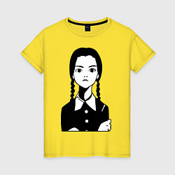 Футболка хлопковая женская Wednesday Addams, цвет: желтый