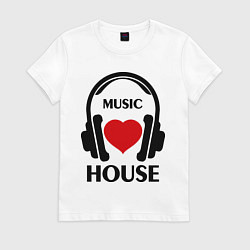 Футболка хлопковая женская House Music is Love, цвет: белый