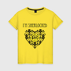 Футболка хлопковая женская Шерлок Сердце Im Sherlocked, цвет: желтый