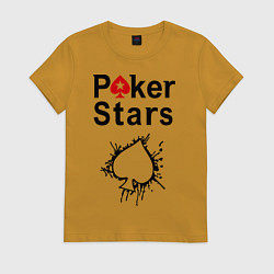 Футболка хлопковая женская Poker Stars, цвет: горчичный