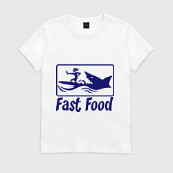 Футболка хлопковая женская Shark fast food, цвет: белый