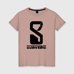 Футболка хлопковая женская Scorpions logo, цвет: пыльно-розовый