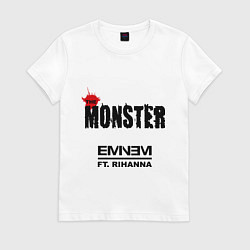 Футболка хлопковая женская Eminem: The Monster, цвет: белый