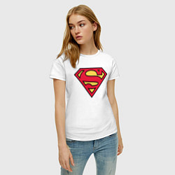 Футболка хлопковая женская Superman logo, цвет: белый — фото 2