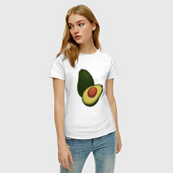 Футболка хлопковая женская Авокадо, цвет: белый — фото 2