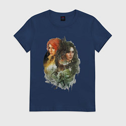 Футболка хлопковая женская Ведьмак: Трис и Йеннифер, цвет: тёмно-синий