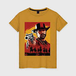Футболка хлопковая женская Red dead redemption 2, цвет: горчичный