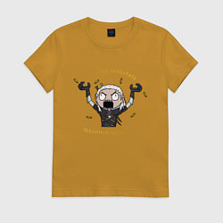 Футболка хлопковая женская Ведьмаку Заплатите, цвет: горчичный