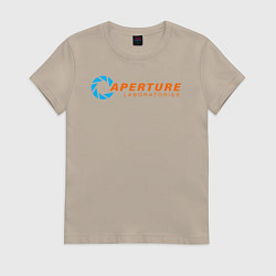 Футболка хлопковая женская Aperture Laboratorie, цвет: миндальный
