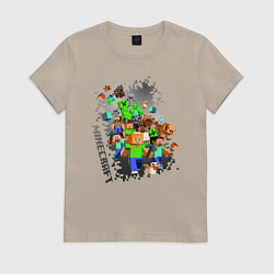 Футболка хлопковая женская Minecraft, цвет: миндальный