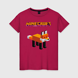 Футболка хлопковая женская Minecraft - лиса, цвет: маджента