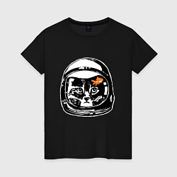 Футболка хлопковая женская Space Cat, цвет: черный