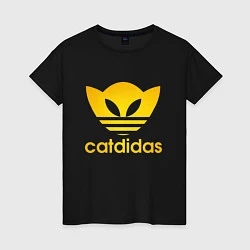 Футболка хлопковая женская Catdidas, цвет: черный