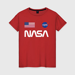 Футболка хлопковая женская NASA, цвет: красный