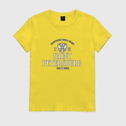 Футболка хлопковая женская Санкт-ПетербургBorn in Russia, цвет: желтый