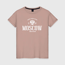 Футболка хлопковая женская Москва Born in Russia, цвет: пыльно-розовый