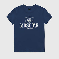 Футболка хлопковая женская Москва Born in Russia, цвет: тёмно-синий