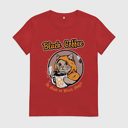 Футболка хлопковая женская Black Coffee Cat, цвет: красный