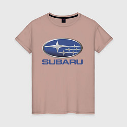 Футболка хлопковая женская SUBARU, цвет: пыльно-розовый