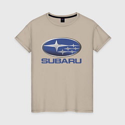 Футболка хлопковая женская SUBARU, цвет: миндальный