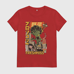 Футболка хлопковая женская Broccozilla, цвет: красный