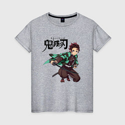 Футболка хлопковая женская KIMETSU NO YAIBA, цвет: меланж