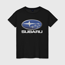 Футболка хлопковая женская SUBARU, цвет: черный