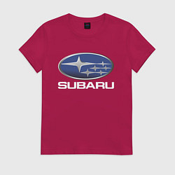 Футболка хлопковая женская SUBARU, цвет: маджента
